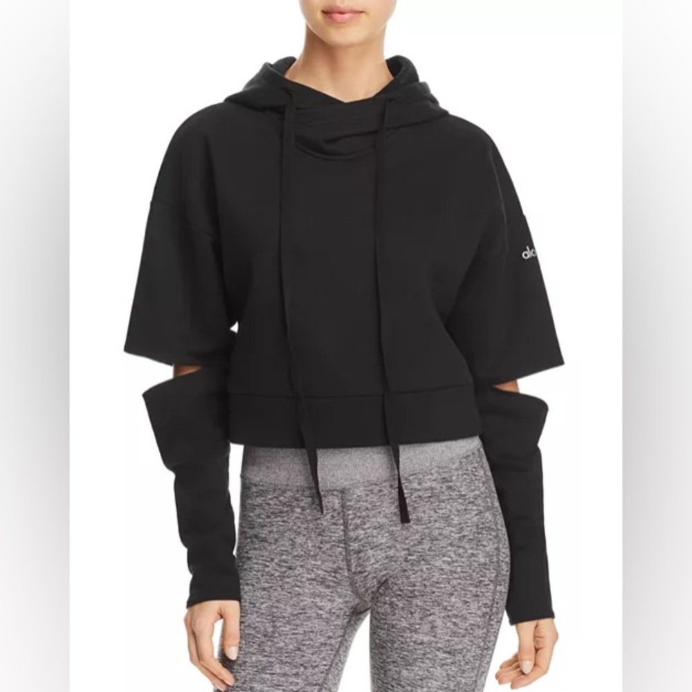 ALO Yoga Black Cropped Hoodie Sweater